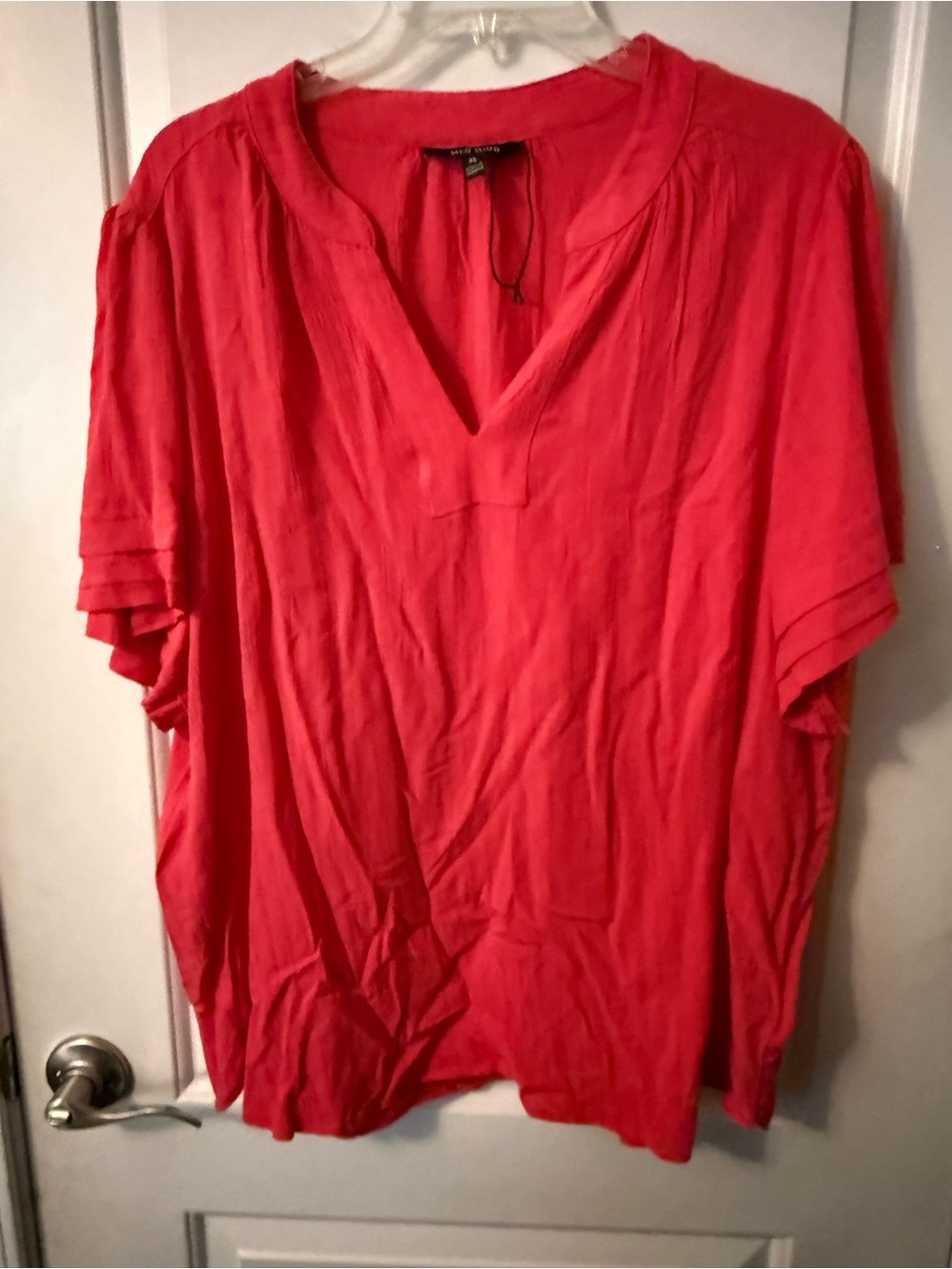 Well Worn Coral V-Neck Short Sleeve Tunic